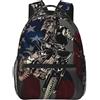 KWQDOZF Zaino da motocross/dirt bike con bandiera americana da 15 pollici