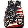 KWQDOZF Zaino da motocross/dirt bike con bandiera americana da 15 pollici