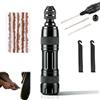 fjaldjfu Kit di riparazione pneumatici tubeless in valigetta di alluminio, set professionale di strumenti per la riparazione di pneumatici con 3 aghi e 5 strisce di bacon, kit di riparazione per