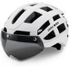 Ronyme Casco da Ciclismo Casco Elmetto Copricapo con Visiera Integrata Antiabbagliamento Duro Stampato in PC Imbottitura Raffrescamento con Multiple Adatto a, Bianco