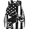 KWQDOZF Zaino da motocross/dirt bike con bandiera americana da 15 pollici