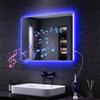 SONNI Specchio da bagno con illuminazione, 70 x 50 cm, specchio LED con Bluetooth e interruttore touch, dimmerabile, senza appannamento, 3 colori di luce regolabili, presa