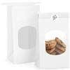 Frizlryem 25 Sacchetti per Biscotti con Finestra - Sacchetti in Carta Kraft Bianca,9x6x17 cm, per Feste Nozze, Pasticceria,Biscotti, Pane, Snack e Dolci Confezioni Regalo - Con Adesivi e Chiusura