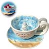Generic Simpatica tazza in ceramica a forma di foca, 350 ml, tazza da caffè con animale che nuota 3D all'interno, novità tazza per caffè, tè, cioccolata calda, tazza testurizzata oceano spiaggia conchiglie