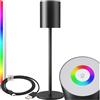 tectake® Lampada da Tavolo Retrò, LED dimmerabile, 7 Colori di Luce, Luce Calda e Accogliente, Pannello Touch Intuitivo, Lampada da Comodino, Struttura in Metallo, Base Stabile - Nero