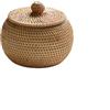 Generico Cestino Portaoggetti con Coperchio, Ciotola multiuso in rattan, Cestino portaoggetti decorativo con coperchio, per mensola, arredamento per la casa, il bagno