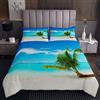 Loussiesd Copriletto trapuntato spiaggia tropicali con palma tropicale per ragazzi e ragazze oceano mare stampato coperta set chic spiaggia hawaiana trapuntata 3 pezzi260x240cm