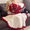 LetCart Coperta fatta a mano all'uncinetto con bouquet di rose, pieghevole, realizzata a mano, coperta a maglia per divano, letto, kit regalo fai da te