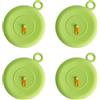 XBAIPIN Coperchi riutilizzabili in Silicone Alimentare - Set di 4 (10 cm) - Impermeabili ed estensibili - con indicatore dell'ora - Senza BPA - per Tazze, Bicchieri, lattine, Verde