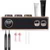 Ciounmb Portaspazzolino a parete: disinfettante UV, asciugatura con 6 fessure per pennelli, 3 bicchieri magnetici, dispenser automatico di dentifricio e touch screen LED (nero)