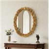 MO.WA Specchio da parete ovale foglia oro 74x94, made in Italy, Specchiera classica da muro, cornice legno, specchio per camera da letto, specchio per ingresso