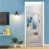 LLSZAHD Adesivi per Porte 77x200cm Pittura ottica Adesivo Porta Interna Scale bianche 3D Pellicola Adesiva Carta da Parati Soggiorno Bagno Autoadesivo Porta Murale Decorazione