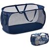 ZMaglorian Cesto Portabiancheria Pieghevole 70L - Porta Biancheria Sporca con Manici, Bacinella Pieghevole Grande, Cesta Porta Giochi Blu Navy per Lavanderia, Bagno, Casa, Camera da Letto