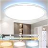 HABOWN® Plafoniera LED Soffitto,24W 3000K-6500K Lampadario Dimmerabile,3000LM IP40 Impermeabile Plafoniera Rotonda con Telecomando, Luminosità Regolabile, Facile da Installare