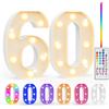 Ledido Numeri a LED a 35 colori, numeri illuminati 60 | Numeri luminosi a LED con telecomando, dimmerabile, decorazione per feste di compleanno, decorazione per matrimoni