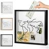 Yokuni 30x30cm Adventure Archive Box,Salvadanaio Viaggio con Slot, Shadow Box Adatto per l'esposizione o l'appeso,Cornice Profonda per Oggetti Per Collezione di fotografie, Cartoline e Biglietti D'ingresso