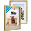 PHOTOLINI Cornici 3D 30x40 cm Oro, Cornice Profonda con Vetro e Passe-partout, Set di 2 per Oggetti Fino a 1,5 cm di Profondità, Legno MDF - Perfette per il Fai da Te e Come Regalo