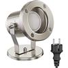 ledscom.de Faretto da giardino a LED MIBU per uso esterno, acciaio inox, incl. lampada GU10 6,74W 630lm 100° bianco