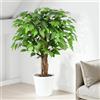 Keeplush Ficus Artificiale Pianta 90cm alta, Piante Finte da Interno Grandi con Tronchi Natural Ha 420 Foglie, Albero Artificiale Interni Per Soggiorno Ufficio Giardino Dec