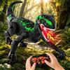 JeeMoien Dinosauro radiocomandato verde, regalo di compleanno per bambini 3-12 anni. Modello robot realistico con cammino, ruggiti ed effetti luce LED