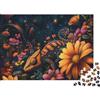 KEZXWCBMN Camaleonte Fiori Arancioni Puzzle 1000 Pezzi Puzzle per Adulti Relax Casa Decorazione Regalo 38x26cm/1000pcs