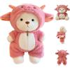 BRIACICELL Teddy huggy - Getahug pupazzo - 30 cm carino Orsetto di peluche di lana rosa a forma di pecora, Mobilità articolare - Rimovibile e lavabile - Regalo perfetto per Compleanno/San Valentino
