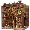 Tecnock Casa in miniatura fai da te per adulti e ragazzi, grande biblioteca con luce touch, decorazione Book Nook, puzzle in legno 3D, regalo per gli appassionati dei libri (libreria da sogno)