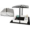 WONDERMAKE® Sabbiera di design con cucina fangosa, tetto, copertura Oxford 420D, pellicola in tessuto non tessuto, sandbox in legno quadrato, richiudibile, per esterni, per bambini, colore: bianco e