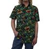Jurassic Park Camicia da Uomo con Bottoni a Pressione, Black Tropical Raptor, S, Rapace Tropicale Nero, S