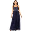 Maya Deluxe Maya Deluxe Ladies Womens Maxi Dress Wide Straps Sleevless Square Neckline Embellished for Wedding Guest Prom, Vestito da Damigella d'Onore da Donna, Navy, 50
