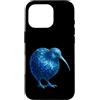 stained glass kiwi blue mosaic shine kiw Custodia per iPhone 16 Pro Kiwi in vetro colorato blu