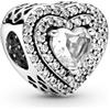 Pandora Timeless Ciondolo con cuore a livelli brillante in argento Sterling con zirconia cubica trasparente