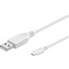 PremiumCord Cavo di Collegamento USB - Micro USB 1m, USB A Maschio a Micro B Maschio, Cavo Dati USB 2.0 Ad Alta velocità 480mbit/s, 5 Pin, 2X Schermato, AWG28, Colore Bianco, 1m