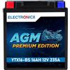 Electronicx YTX16-BS AGM Batteria Moto 12V 14Ah 235A - Starter sigillato senza manutenzione per moto, scooter & powersport - compatta, antivibrazione, a prova di perdite e pronta all'uso