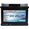 Electronicx Batteria Auto AGM 12V 60Ah - batteria di avviamento esente da manutenzione con 700A EN, sigillata, resistente alle vibrazioni, compatta, compatibile Start-Stop, batteria auto 60 Ah