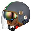 VVPEC Bluetooth Moto 3/4 Casco Auricolare E Microfono Integrati Con Doppia Visiera Certificazione ECE Casco Jet Jet Per Adulti Uomini Donne - Mezze Caschi Moto Stile Vintage(Color:6,Size:XL(61~62CM))