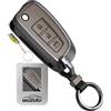 WUZUTU Custodia portachiavi con portachiavi compatibile con Nissan Qashqai J11 X-Trail T32 Rogue Juke F15 Murano Maxima Micra K14 Guscio Chiave Auto Pieghevole 3 Tasti Grigio Scuro