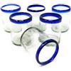 Generico Bicchieri messicani soffiati a mano, set di 6 bicchieri tumbler con bordi blu cobalto, 10 once ciascuno