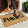 SHACOS Zerbino Antiscivolo in fibra di Cocco Artificiale 60x90 cm, Tappeto Assorbente e Resistente, Facile da Pulire per Ingresso Interni ed Esterni, Hello