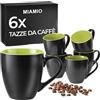 MIAMIO - Set da 6 tazze da caffè in ceramica (350 ml) - Le Papillon (Verde) | Grande tazza da caffè in ceramica, set per caffè, cappuccino e tè, tazze in gres, set da 6, lavabili in lavastoviglie