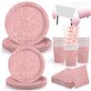 Yidaxing 81pcs Piatti Carta,Posate Usa e Getta,Tovaglioli Bicchieri Paglia,Tovaglia