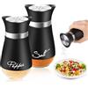 LWMTT Set di sale e pepe in acciaio inox, per sale e pepe, fondo in vetro, nero per cucina, grigliate all'aperto, barbecue, ricarica camper