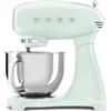 Smeg, Impastatrice Planetaria Full Color SMF0PGREU, 10 Livelli di Velocità, Funzione Smooth Start e Steady Mix, Ciotola da 4,8 L, Blocco Motore, 3 Fruste e Gancio Impastatore, 800 W, Verde Pastello