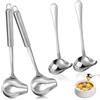 QYRDBGY 4 cucchiai per salse in acciaio inox, 20 cm, 30 cm, piccolo mestolo con beccuccio, cucchiaio per salsa, cucchiaio per salse da zuppa, salse, condimenti