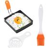 Generic Stampo quadrato per uova - Set di anelli per uova frittate, cuociuova quadrati, set di anelli quadrati con manico in silicone, anelli cuociuova in acciaio inox per colazione a forma di , 10 cm
