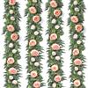 Dremisland 4 Pezzi Ghirlanda di Rose Artificiali Champagne Fiori Finti Peonie Artificiali Eucalipto Ghirlande di Seta Piante Rampicanti Finte da Esterno Decorazioni per Matrimonio Giardino