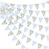 pinkblume Bandierine floreali blu da 9 m decorazioni per feste vintage plaid blu ortensia tessuto gagliardetto triangolo bandiera ghirlanda Streamer per matrimonio floreale compleanno baby bridal shower vintage