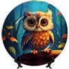 PHAYAH Simpatico gufo modello Bone China piatto decorativo in ceramica piatti da pranzo mestieri con supporto verticale per la decorazione di casa ufficio 8 pollici