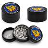 The Bulldog Amsterdam Grinder in Metallo 4 Parti — Macinino per Spezie 35mm con Setaccio Raccogli-Polline, Raschietto e Chiusura Magnetica, Alluminio Nero Opaco