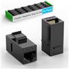 Sokqovt Accoppiatore Keystone CAT6 RJ45 (confezione da 24), jack Keystone Cat6 femmina a femmina, jack Keystone in linea Cat 6 per piastra a parete e pannello patch, accoppiatore Ethernet RJ45 nero